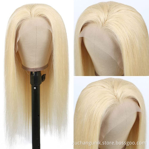 Uniky 100% Unprocessed 613 Blonde Transparent Lace Front Wigs Pre Plucked Virgin Brazilian 13x4 Straight hair wig
